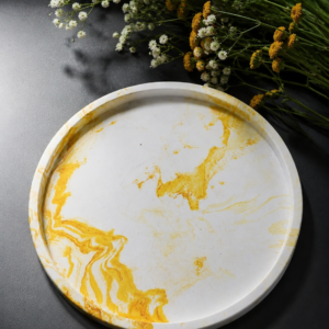 Premium Handmade Terrazzo Round Tray Concrete Decorative Organizer
