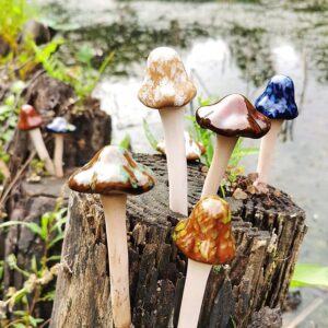 Decorative Ceramic Mushroom Figurines – Modern Home Accent Set