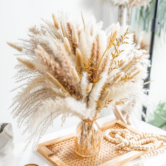 Dried Pampas Grass Bouquet – Bohemian Style Flowering Decoration for Vases, Home Decor