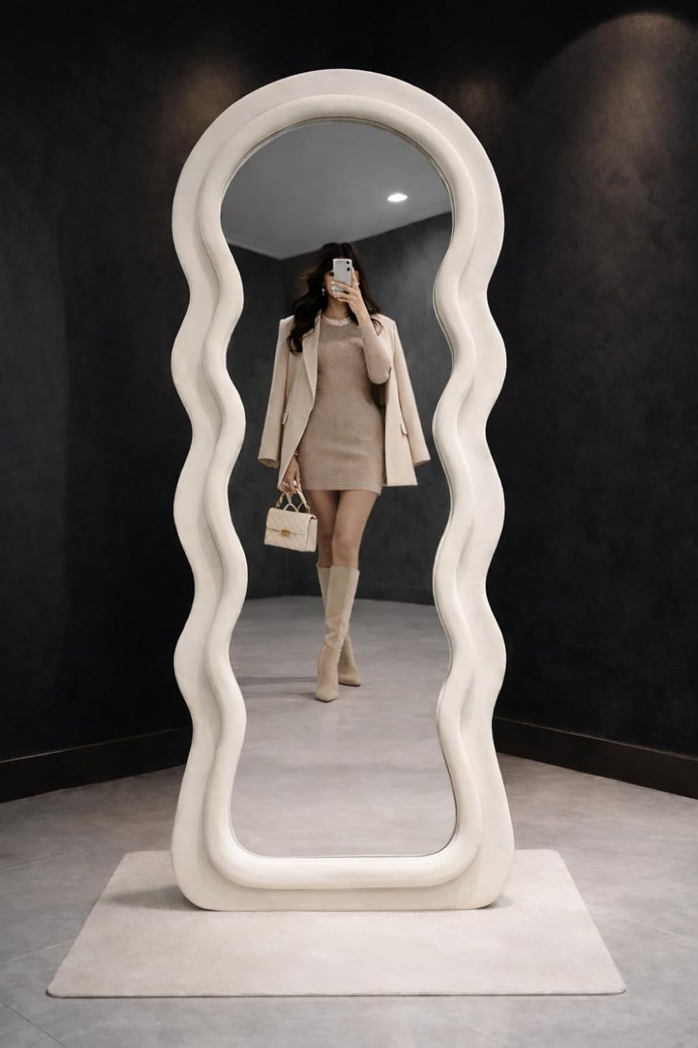 Large Modern Full Length Mirror with Removable Metal Stand, - Image 4