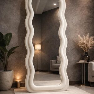 Large Modern Full Length Mirror with Removable Metal Stand,