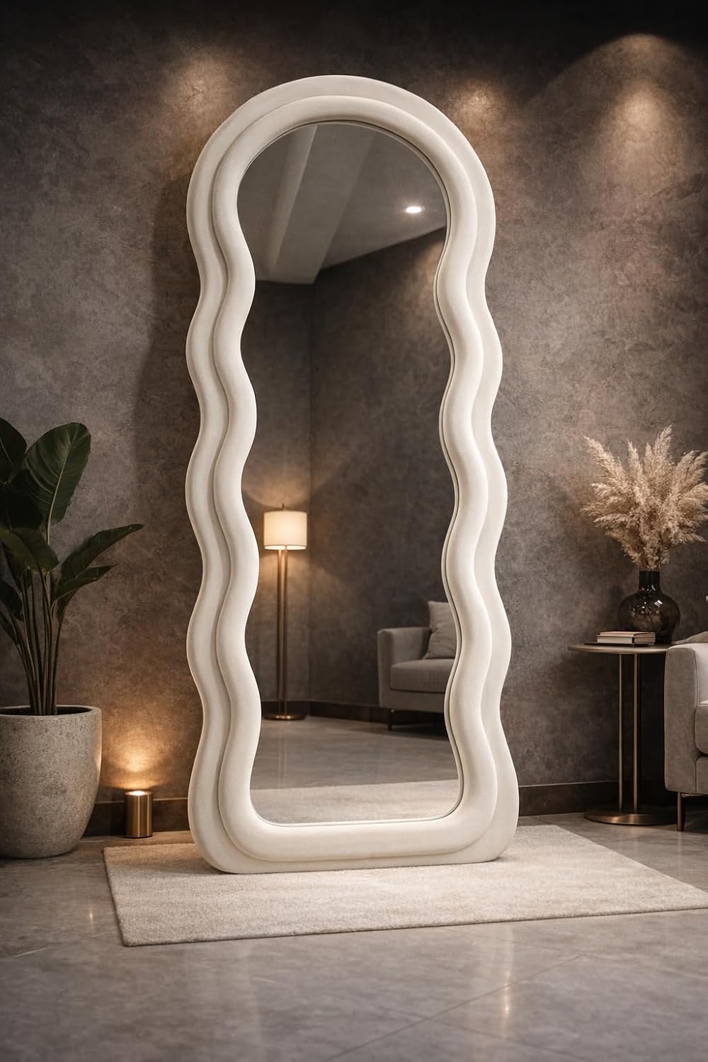 Large Modern Full Length Mirror with Removable Metal Stand,