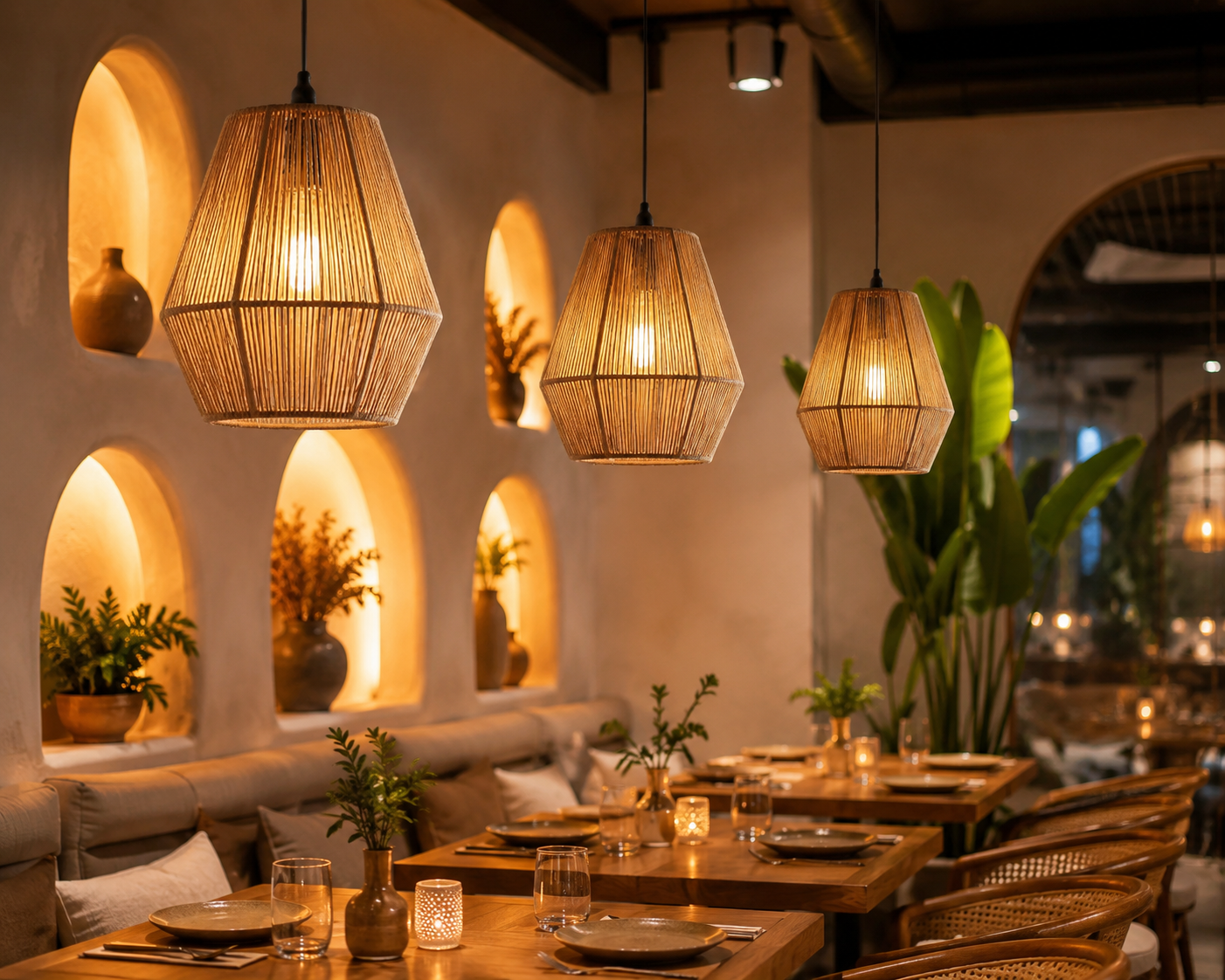 Natural Cane Wicker Hanging Lamp – Bamboo Lampshade Pendant Light for Modern Home Decoration - Image 2
