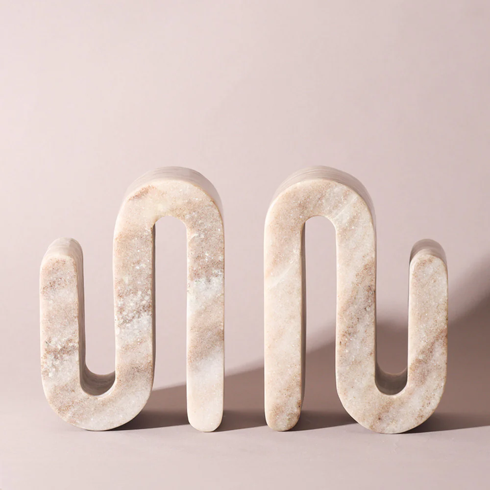 Contemporary Marble Bookend Pair in Cloud Grey - Image 3