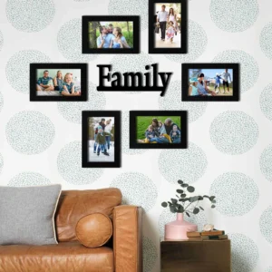 Family Plaque Set Of 6 Black Synthetic Wood Collage Photo Frames