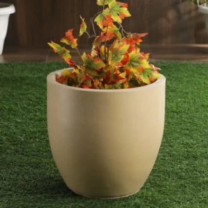 Beige Polymer Cup Shaped Medium Planter
