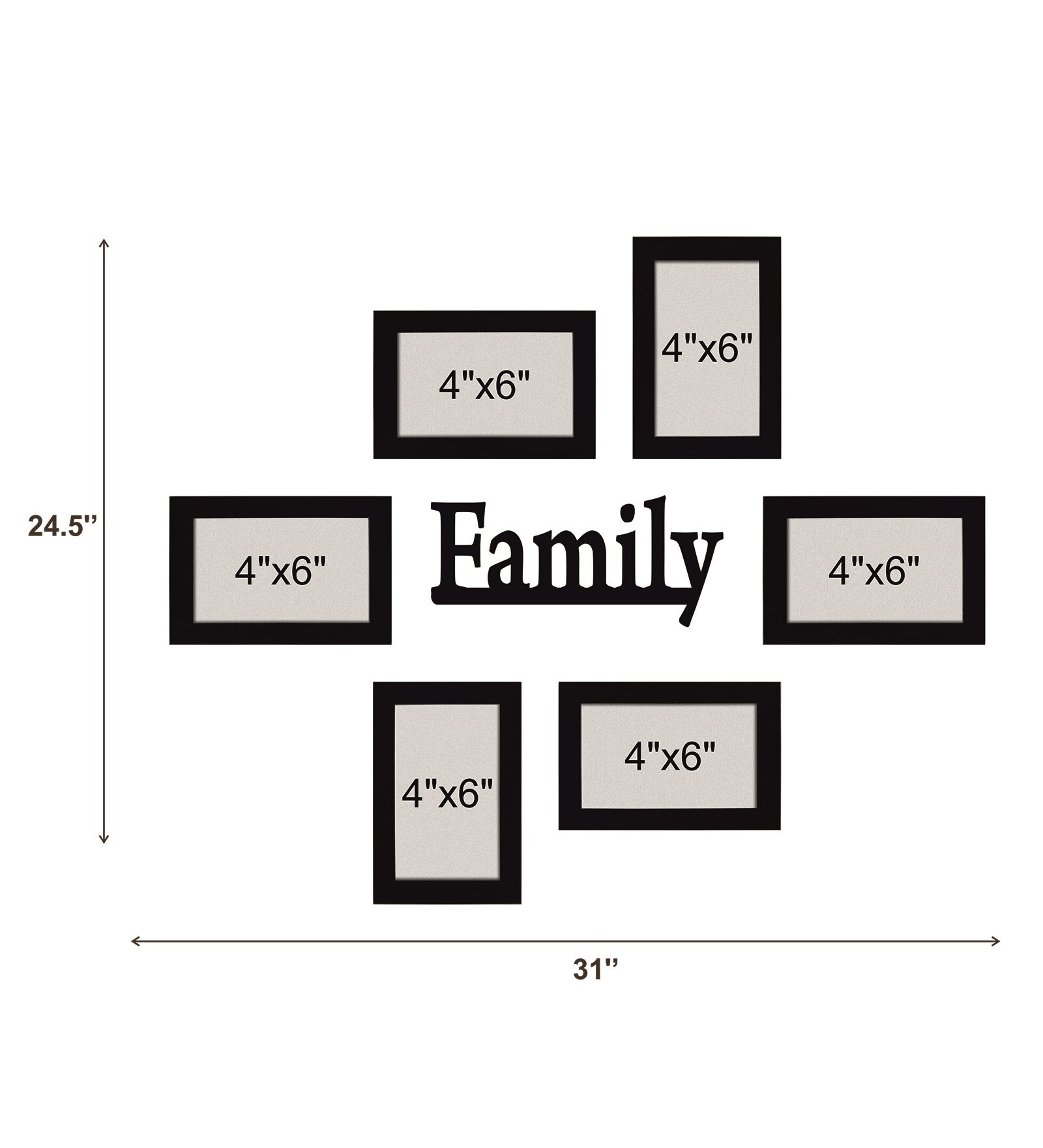 Family Plaque Set Of 6 Black Synthetic Wood Collage Photo Frames - Image 4