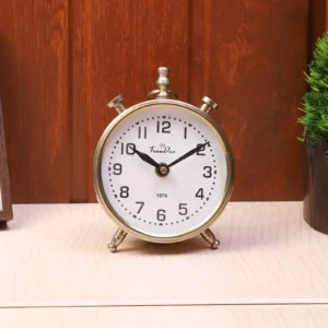 Aneston Golden Metal Analog Table Clock