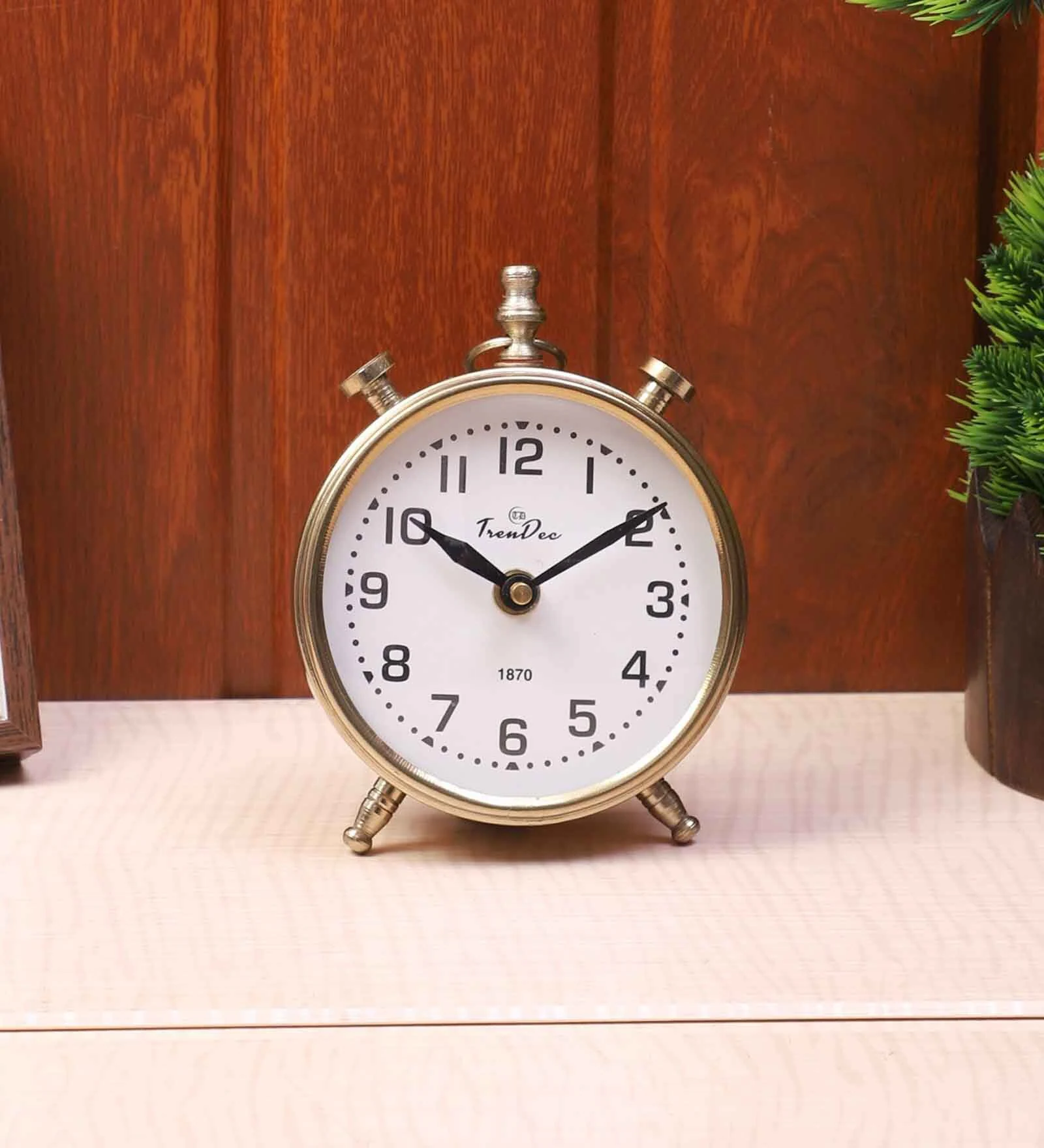 Aneston Golden Metal Analog Table Clock