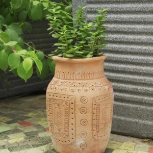 Brown Intricate Paisley Clay Planter