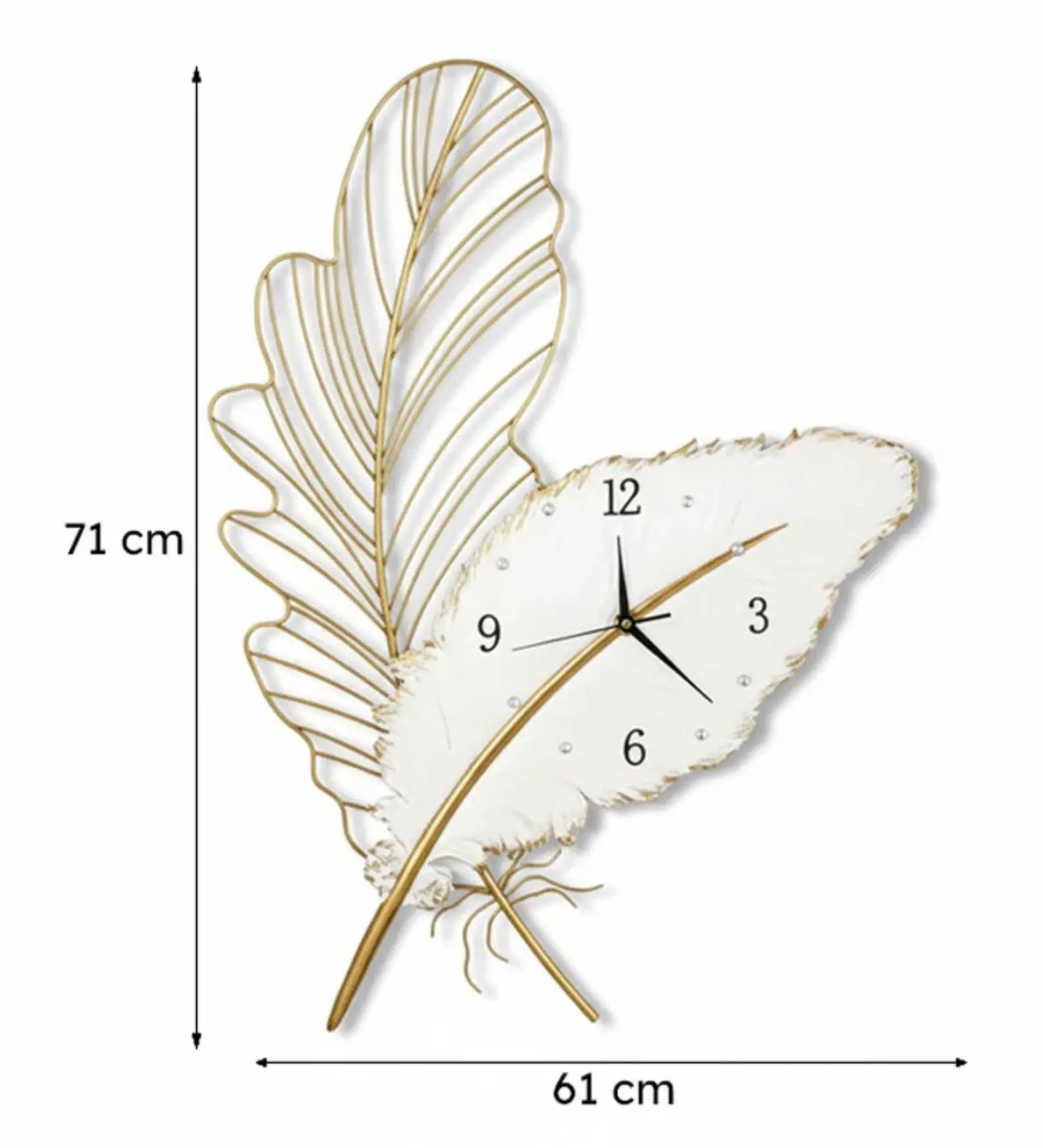 White Leaf Metal Wall Clock - Image 5