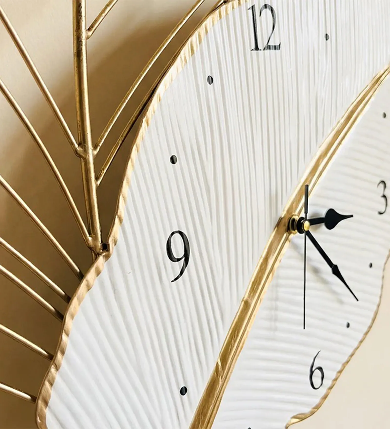 White Leaf Metal Wall Clock - Image 4